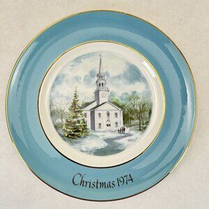 Avon Christmas Plate 1974 "Country Church" Second Edition By Enoch Wedgwood 9"